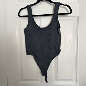 Charcoal Ribbed Bodysuit